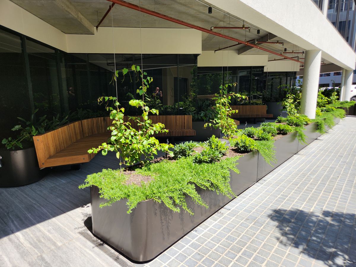 POBOX planters in a landscape setting