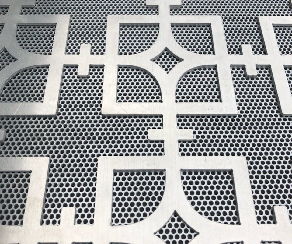 Laser-cut screen pattern, elevation and fixing detail drawing